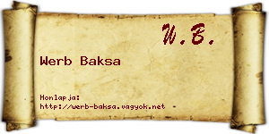 Werb Baksa névjegykártya